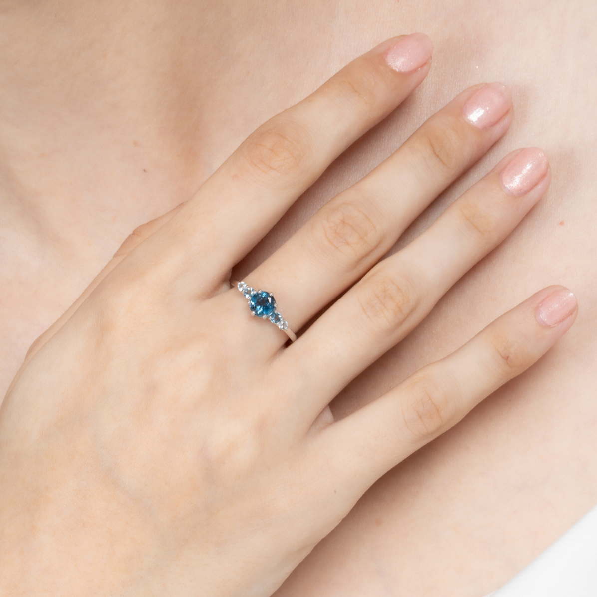 Ombre Blue Topaz Five Stone Ring in Sterling Silver by Vianne Jewellery