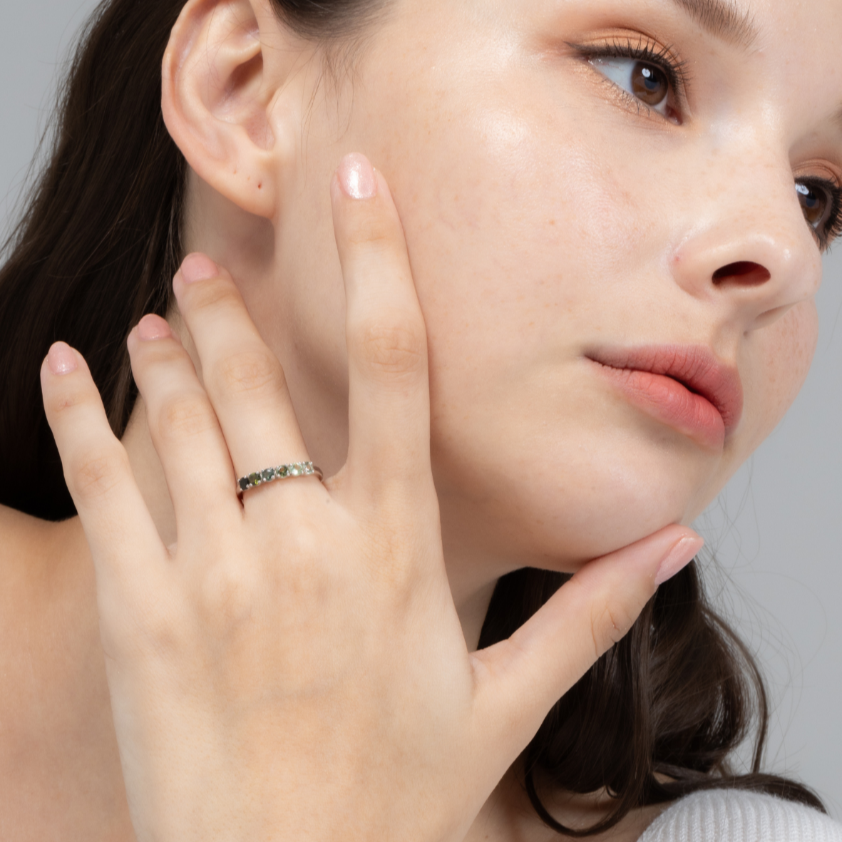 Ombre Green Tourmaline Eternity Band in Sterling Silver