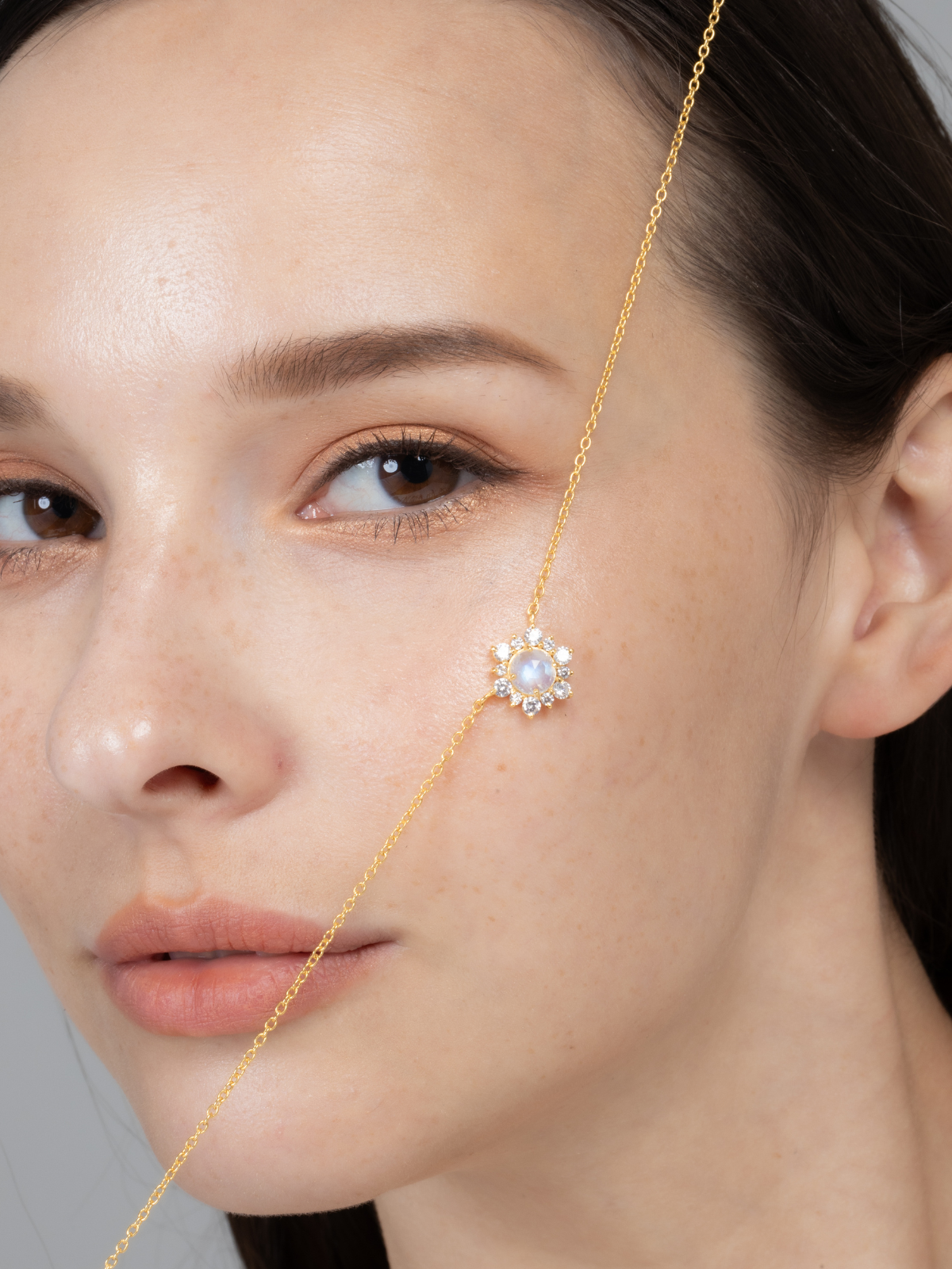 Rainbow Moonstone Necklace in 18k Gold Vermeil by Vianne Jewellery