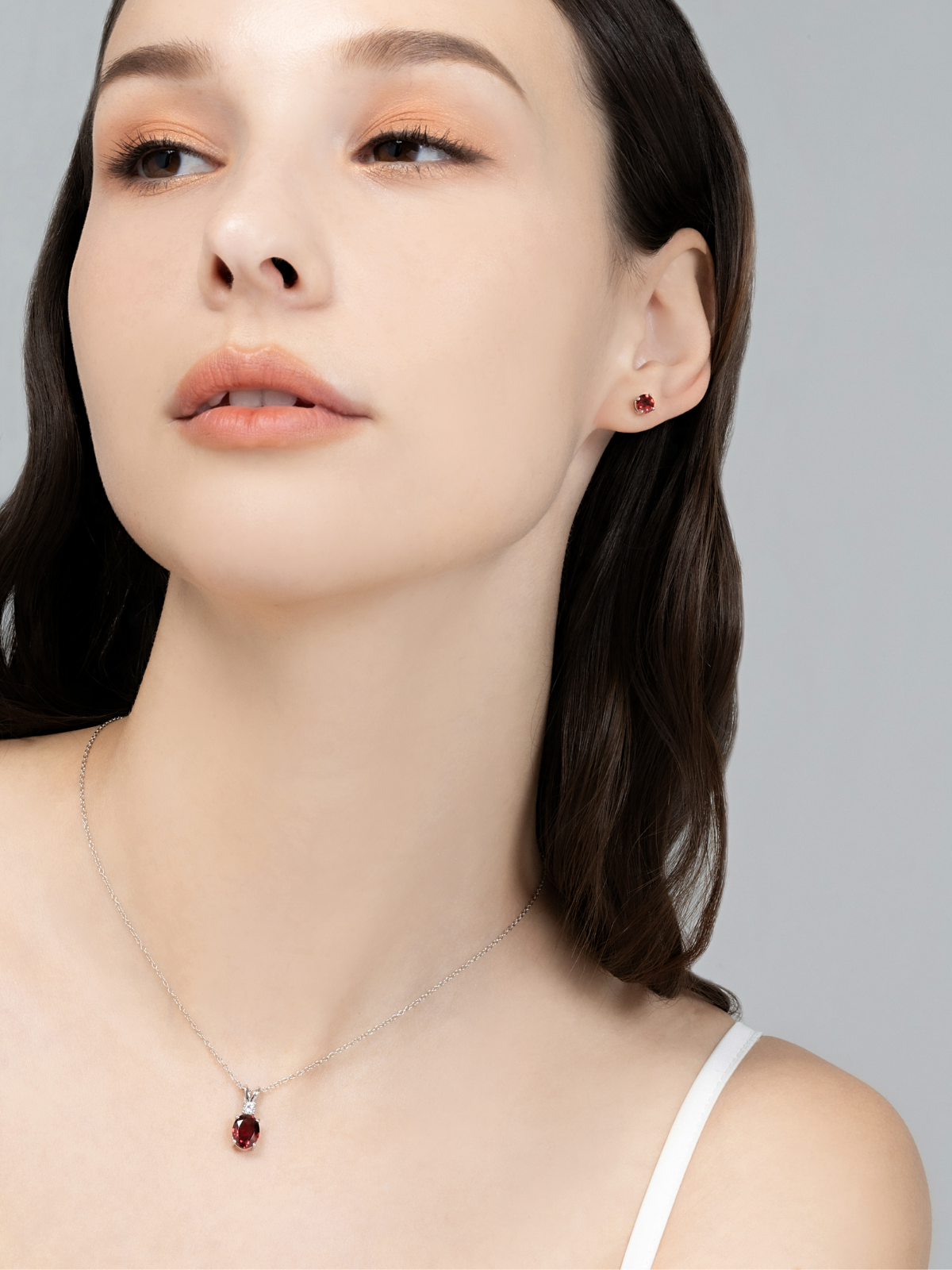 Garnet Pendant Necklace in Sterling Silver by Vianne Jewellery