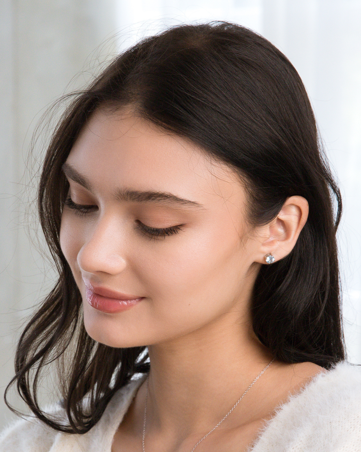 Blue Topaz Round Stud Earrings 6 mm in Sterling Silver by Vianne Jewellery