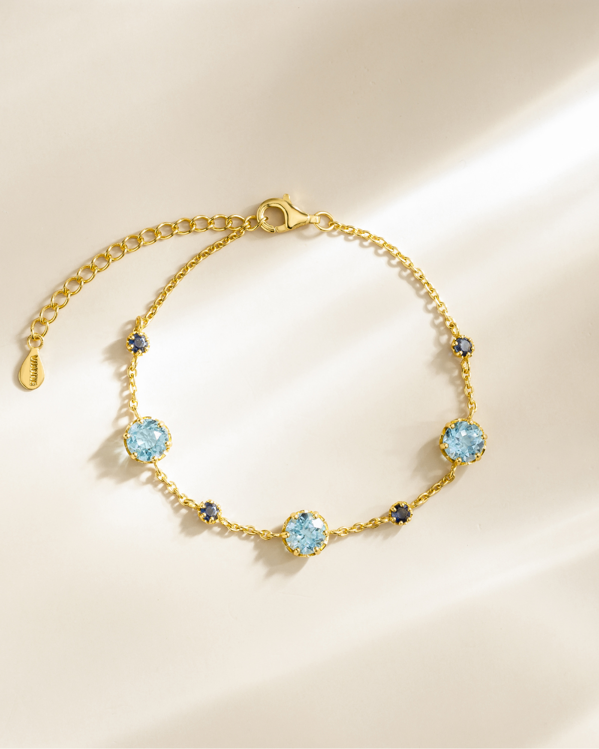 Blue Sapphire & Blue Topaz Jewellery Set in 18k Gold Vermeil by Vianne Jewellery