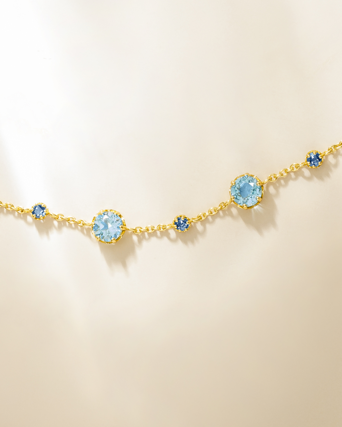 Blue Sapphire & Blue Topaz Jewellery Set in 18k Gold Vermeil by Vianne Jewellery