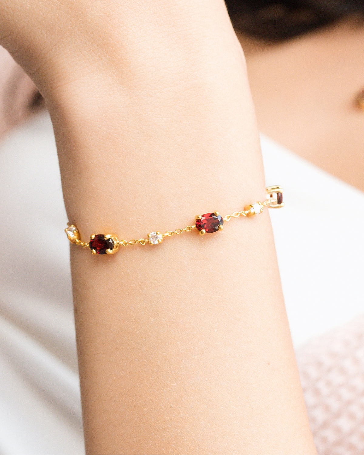 Essential Garnet Jewellery Set in 18k Gold Vermeil by Vianne Jewellery