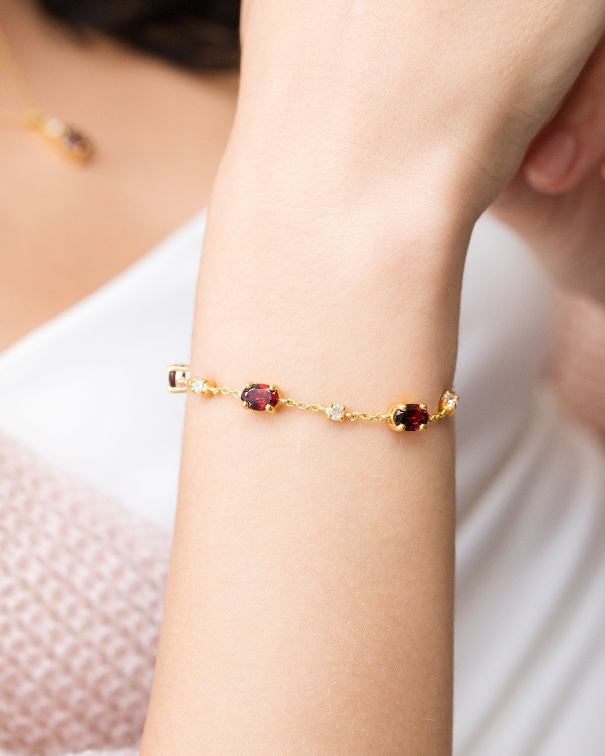 Garnet Bracelet in 18k Gold Vermeil by Vianne Jewellery