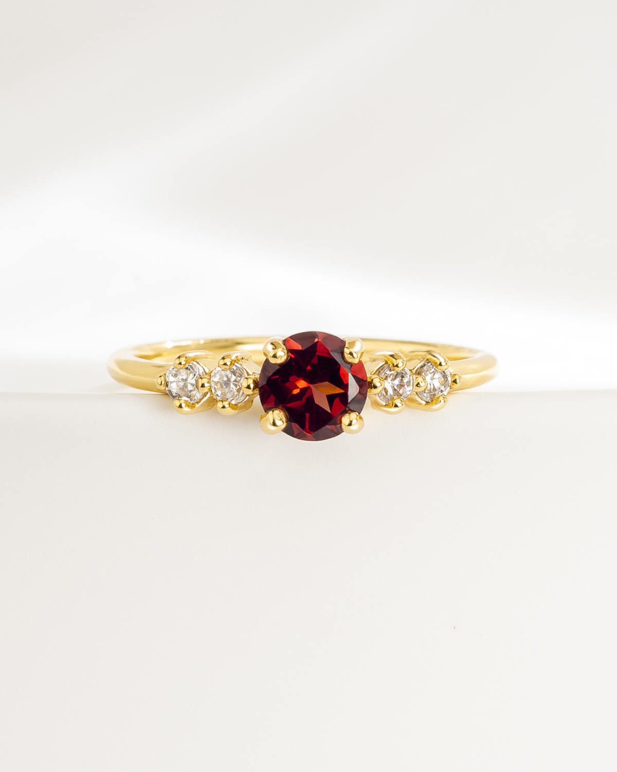 Garnet Five Stone Ring in 18k Gold Vermeil by Vianne Jewellery