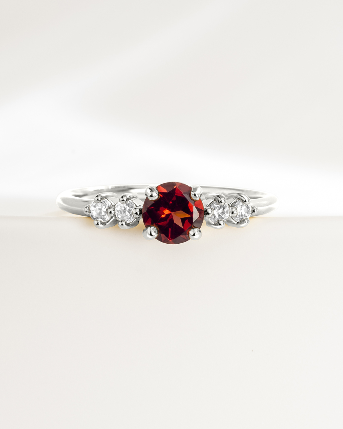 Garnet Five Stone Ring in Sterling Silver by Vianne Jewellery