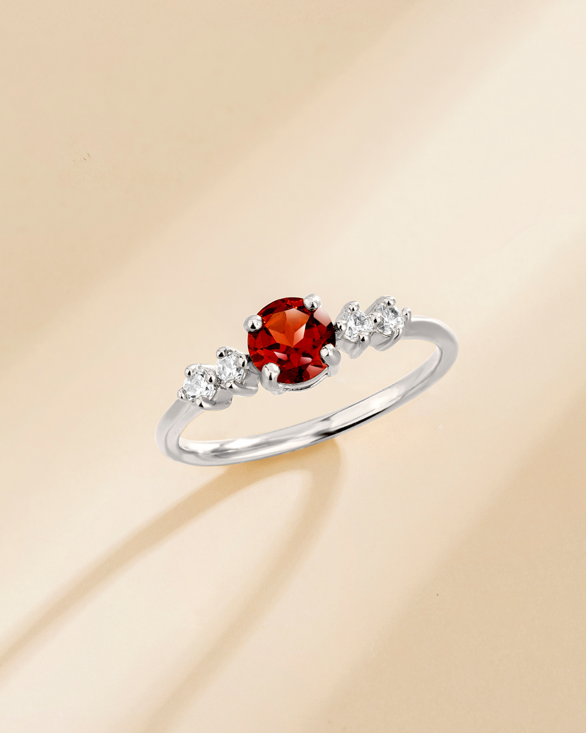 Garnet Five Stone Ring in Sterling Silver by Vianne Jewellery