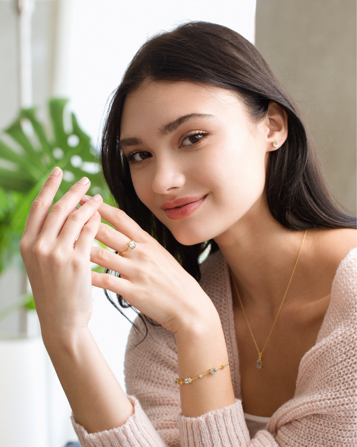 Mini Set 1  - Blue Topaz Jewellery Set in 18k Gold Vermeil by Vianne Jewellery