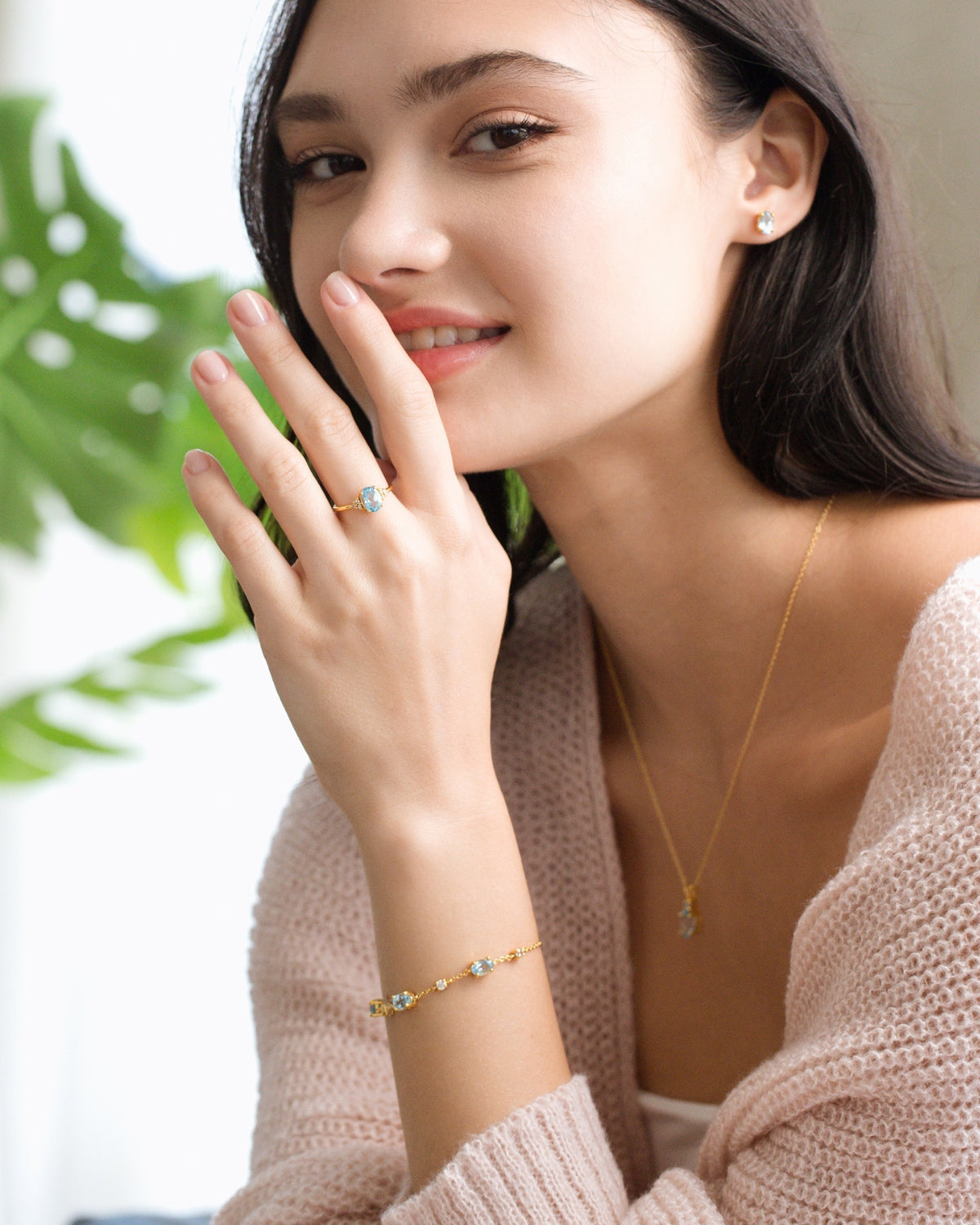 Mini Set 2 - Blue Topaz Jewellery Set in 18k Gold Vermeil by Vianne Jewellery