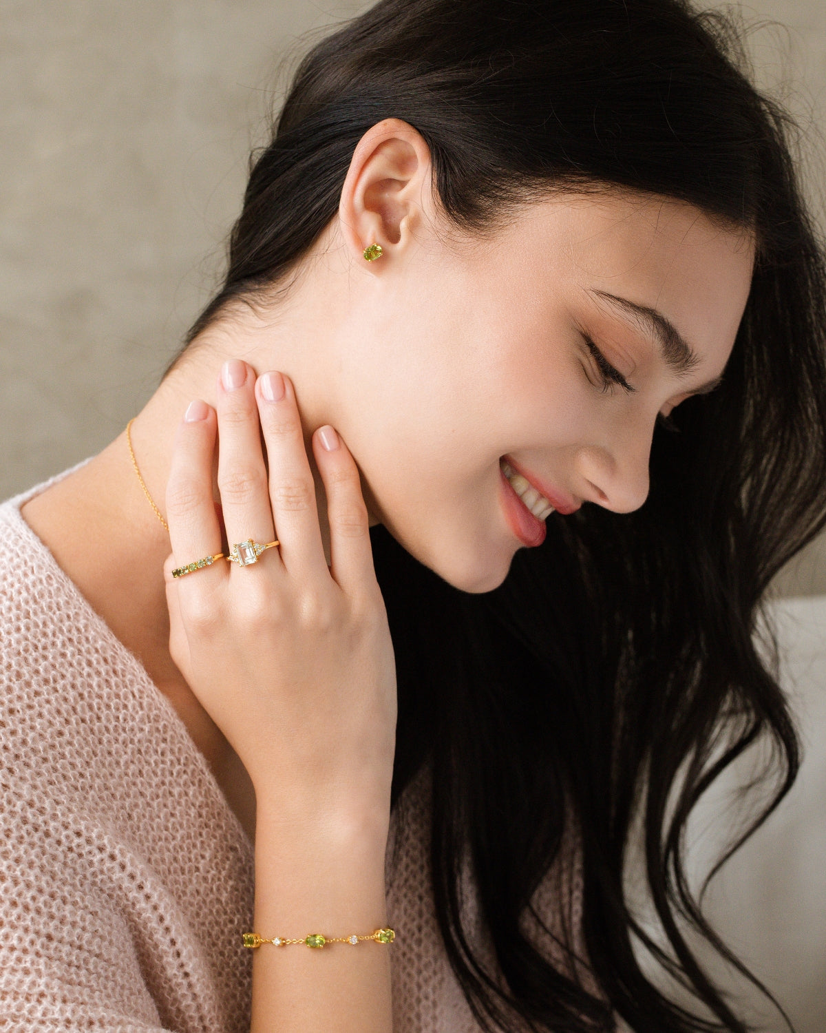 Peridot Oval Stud Earrings in 18k Gold Vermeil by Vianne Jewellery