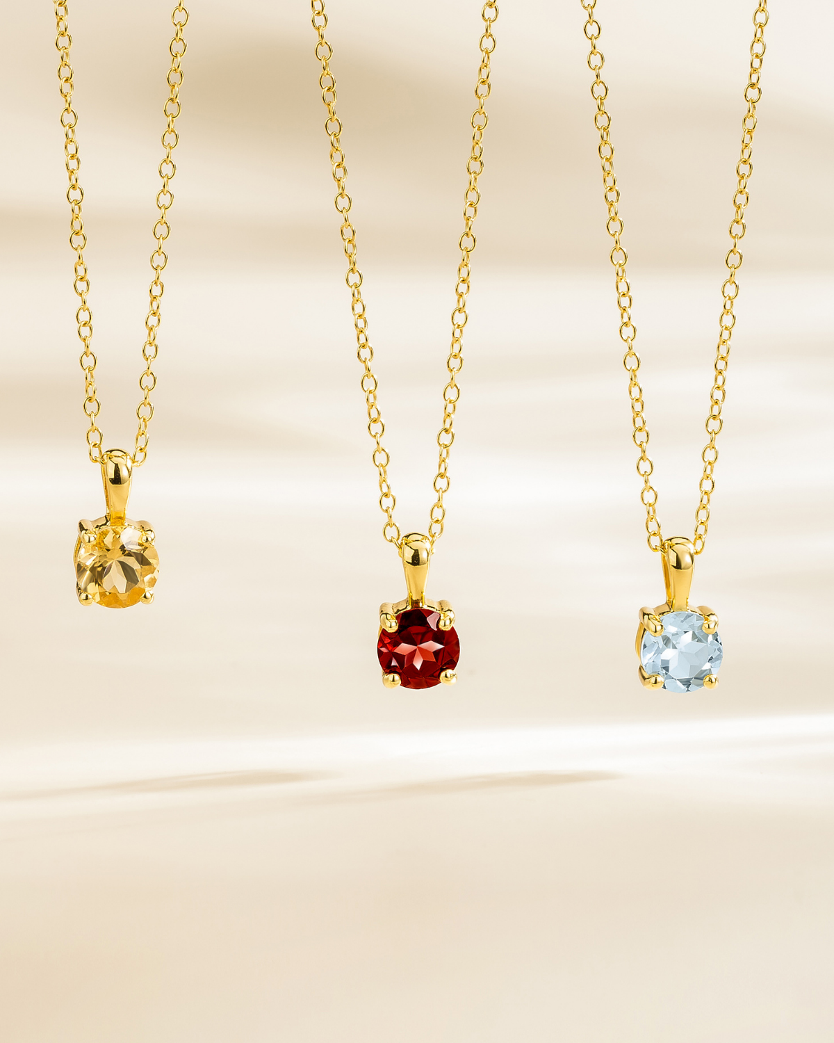 Garnet Solitaire Pendant Necklace in 18k Gold Vermeil by Vianne Jewellery