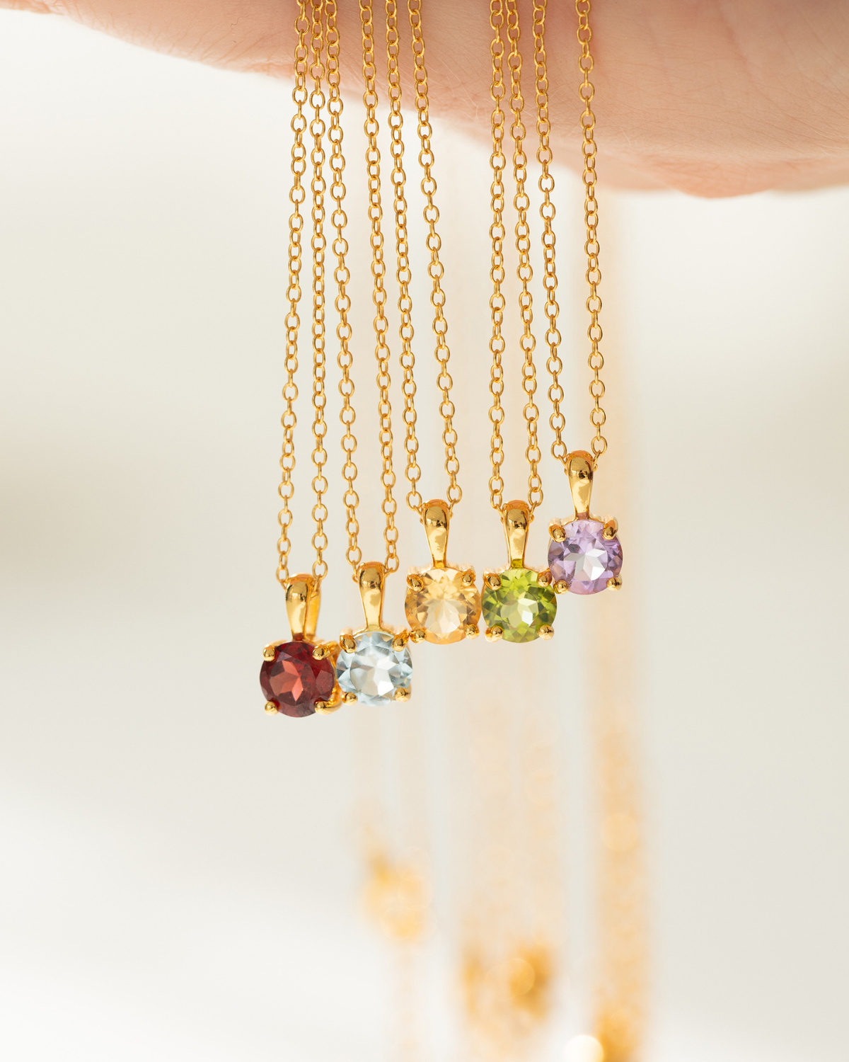 Garnet Solitaire Pendant Necklace in 18k Gold Vermeil by Vianne Jewellery