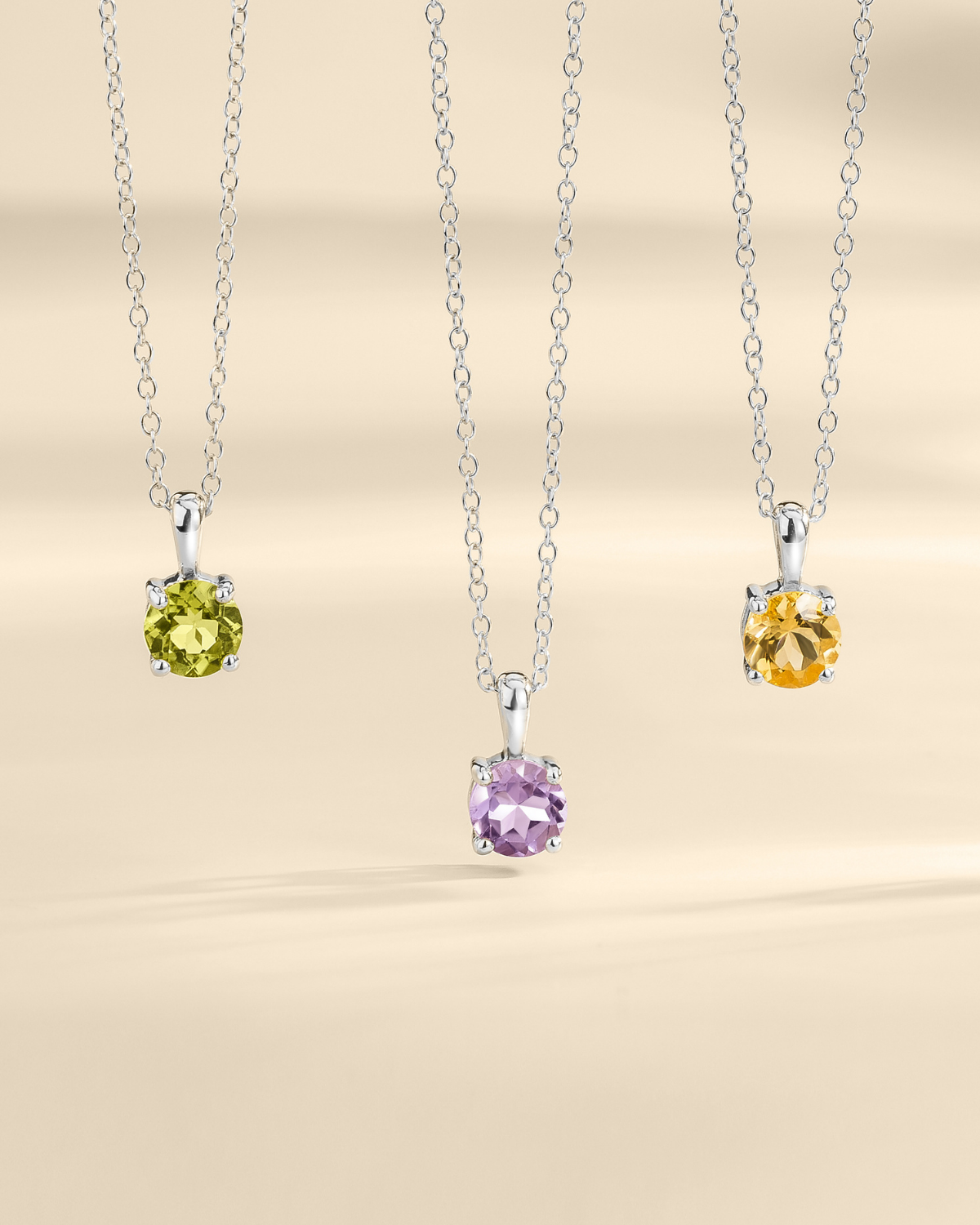 Peridot Solitaire Pendant Necklace in Sterling Silver by Vianne Jewellery