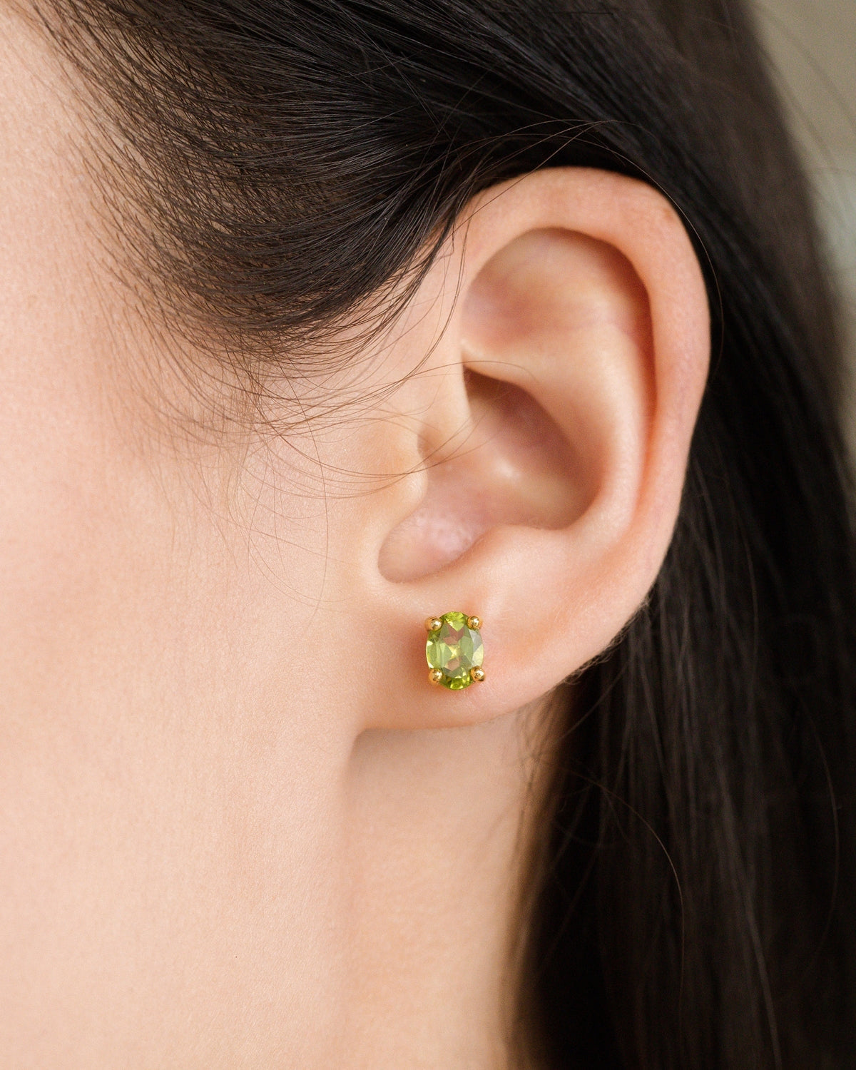 Peridot Oval Stud Earrings in 18k Gold Vermeil by Vianne Jewellery