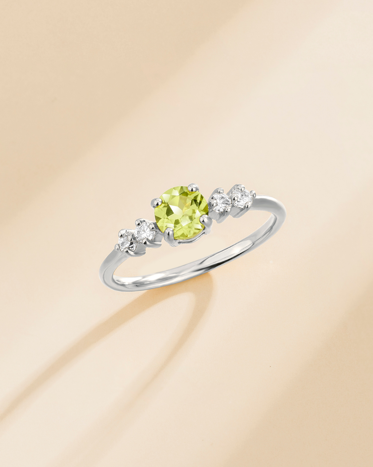 Peridot Five Stone Ring in Sterling Silver by Vianne Jewellery