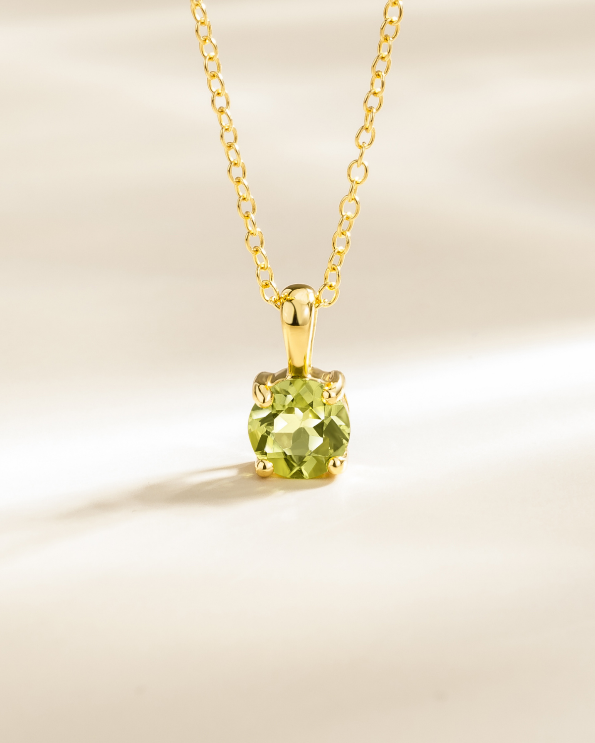 Peridot Solitaire Pendant Necklace in 18k Gold Vermeil by Vianne Jewellery