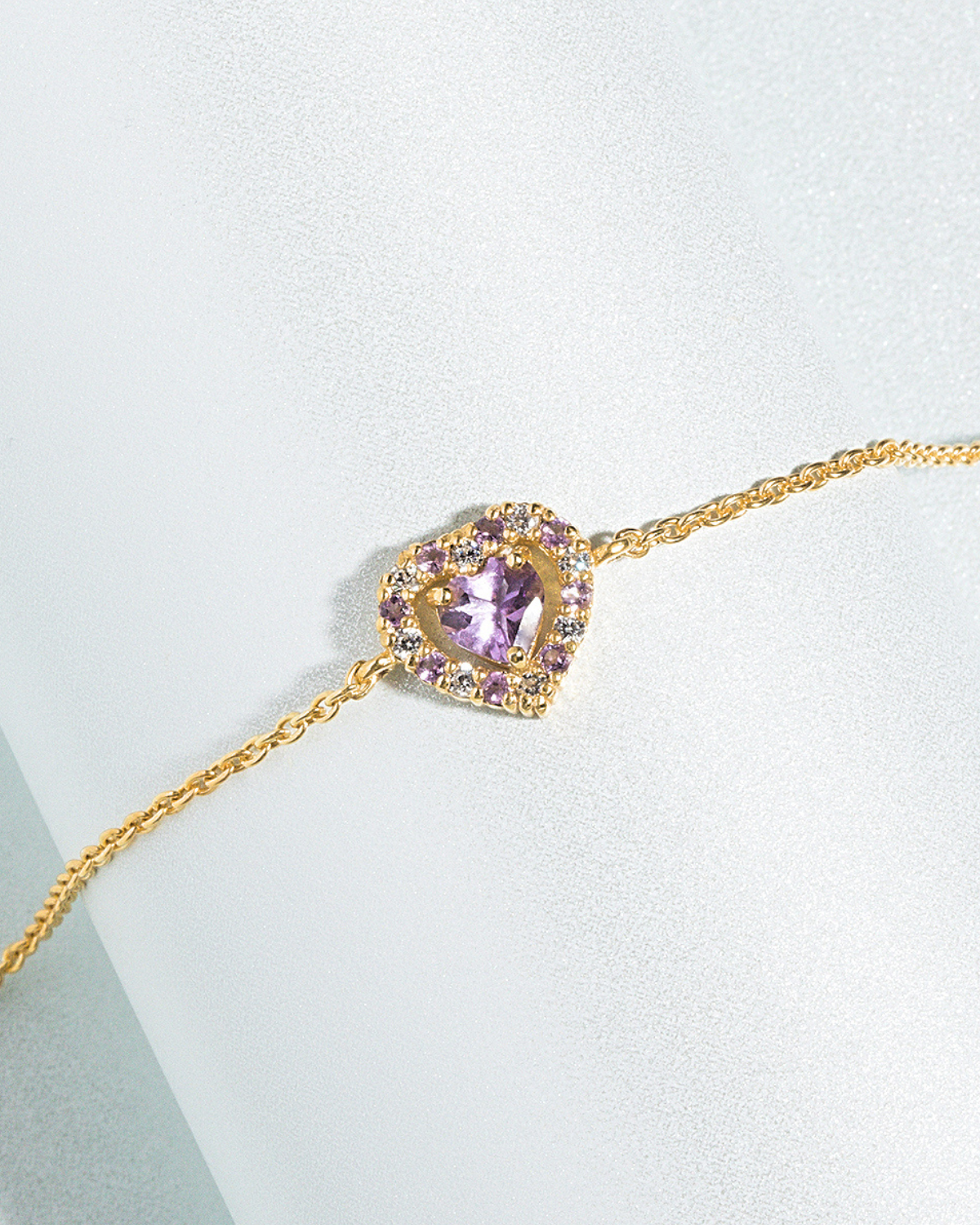 Purple Heart Lavender Amethyst Jewellery Set in 18k Gold Vermeil by Vianne Jewellery