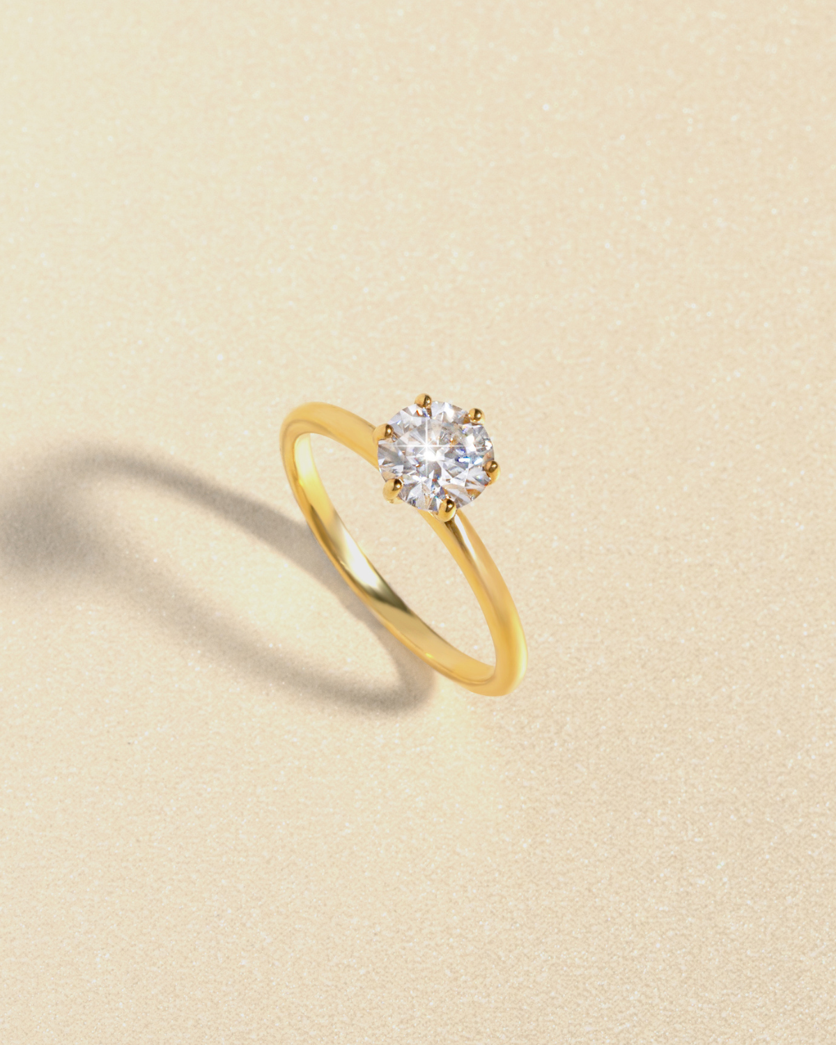1 ct Round Solitaire Moissanite Engagement Ring in 18k Gold Vermeil by Vianne Jewellery