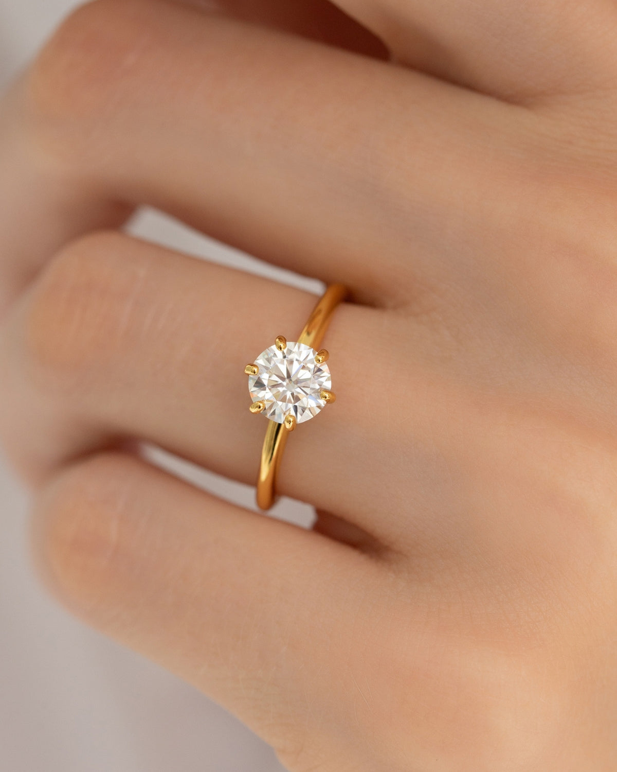1 ct Round Solitaire Moissanite Engagement Ring in 18k Gold Vermeil by Vianne Jewellery