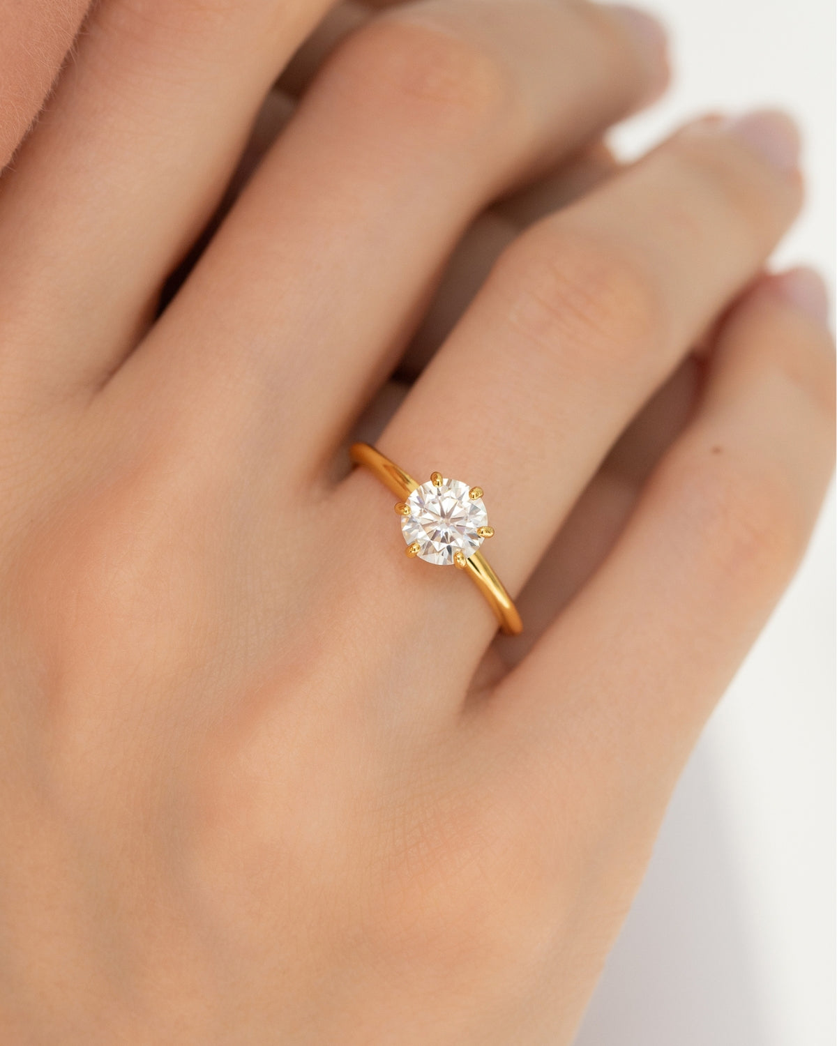 1 ct Round Solitaire Moissanite Engagement Ring in 18k Gold Vermeil by Vianne Jewellery