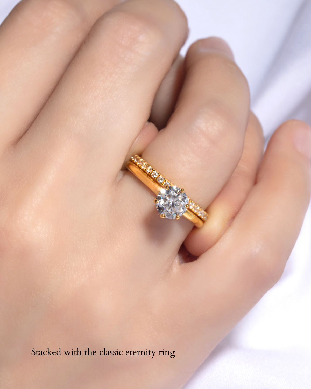 1 ct Round Solitaire Moissanite Engagement Ring in 18k Gold Vermeil by Vianne Jewellery