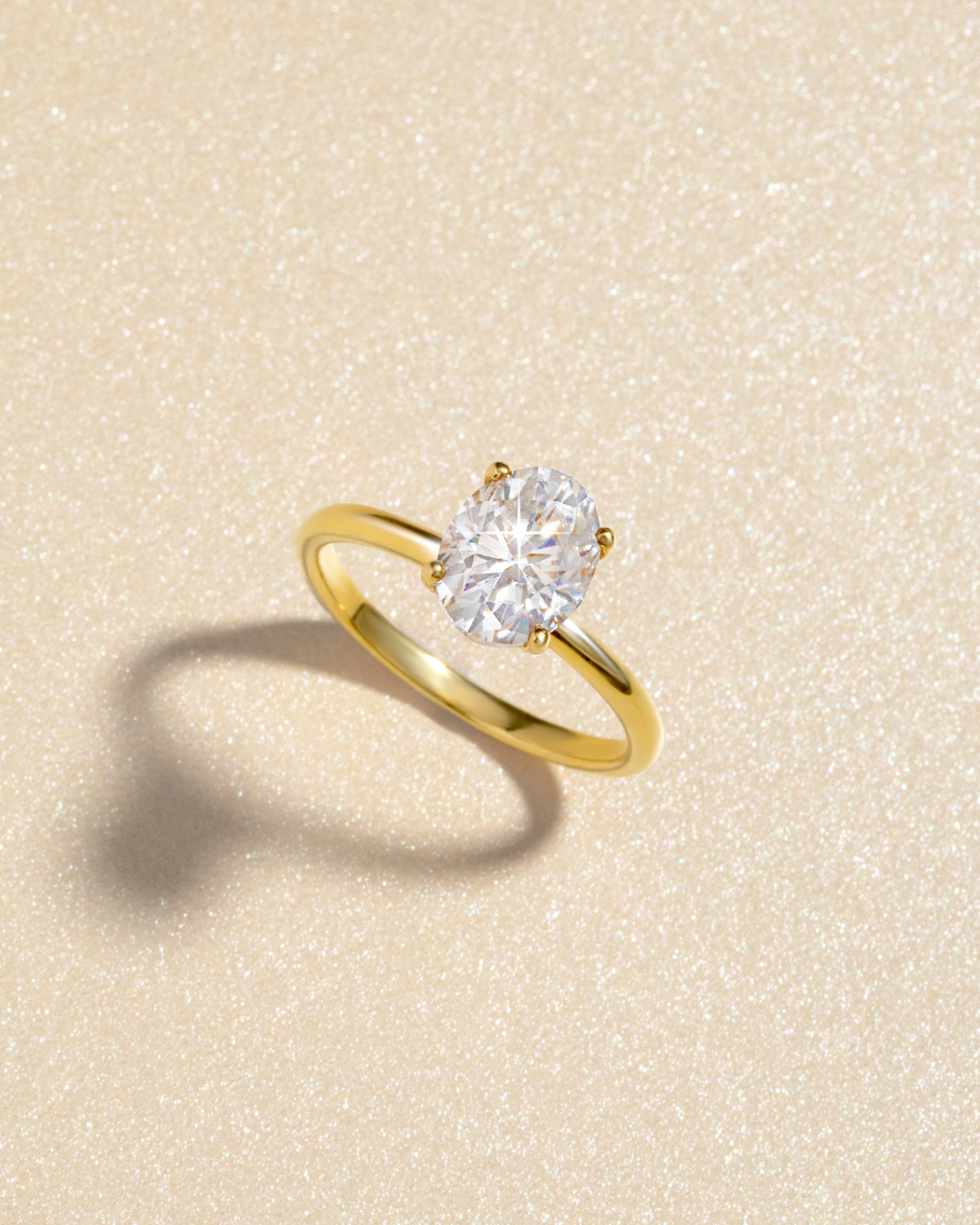 2 ct Oval Solitaire Moissanite Engagement Ring in 18k Gold Vermeil by Vianne Jewellery