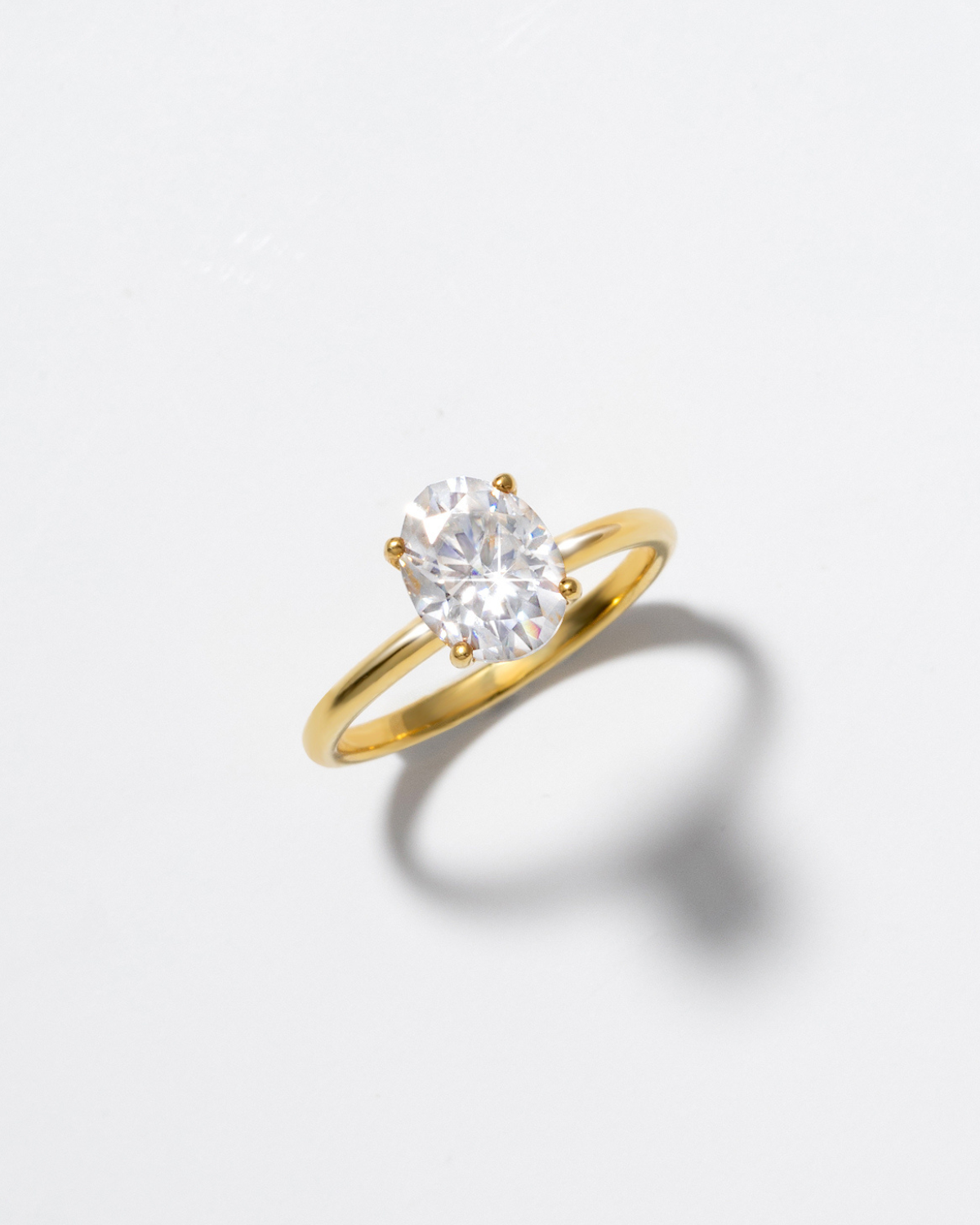 2 ct Oval Solitaire Moissanite Engagement Ring in 18k Gold Vermeil by Vianne Jewellery