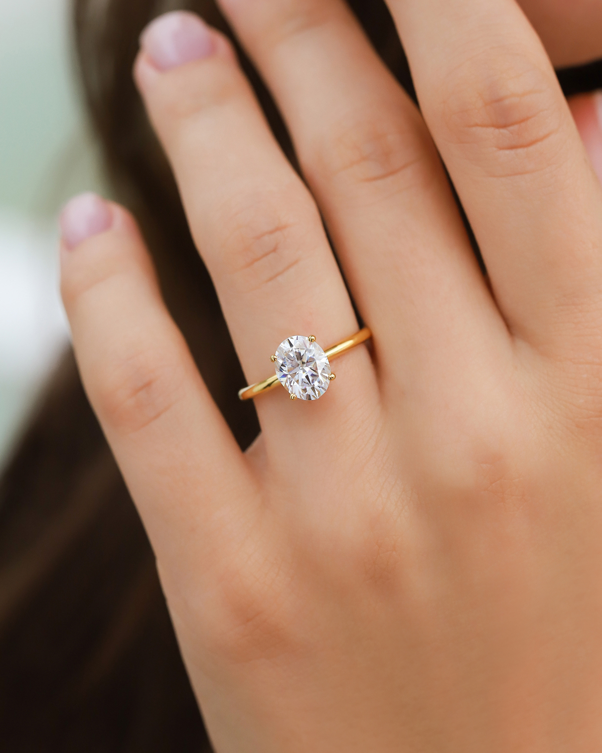2 ct Oval Solitaire Moissanite Engagement Ring in 18k Gold Vermeil by Vianne Jewellery