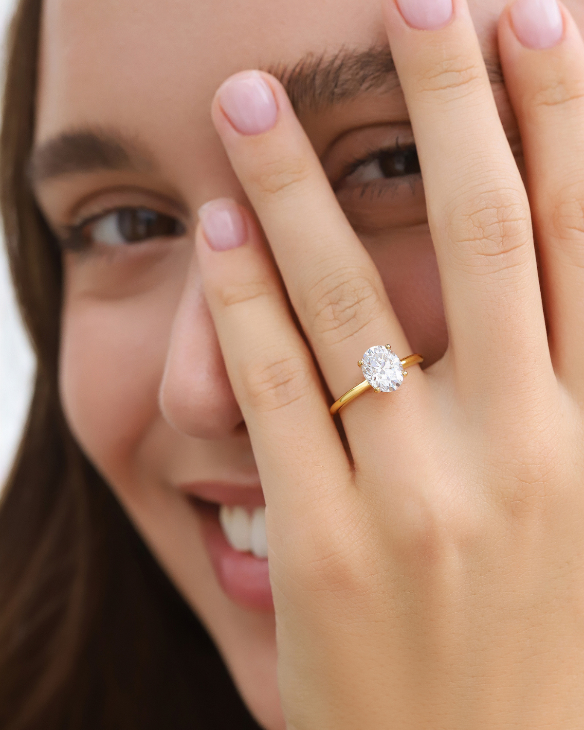 2 ct Oval Solitaire Moissanite Engagement Ring in 18k Gold Vermeil by Vianne Jewellery