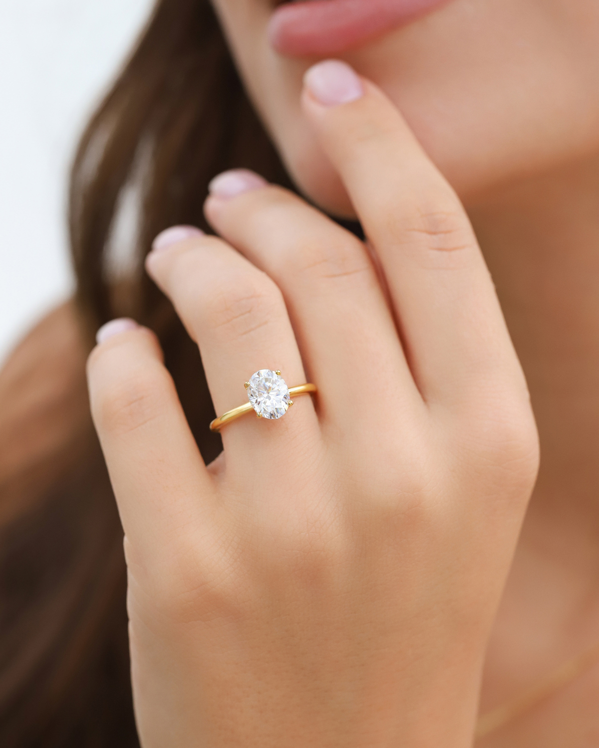 2 ct Oval Solitaire Moissanite Engagement Ring in 18k Gold Vermeil by Vianne Jewellery