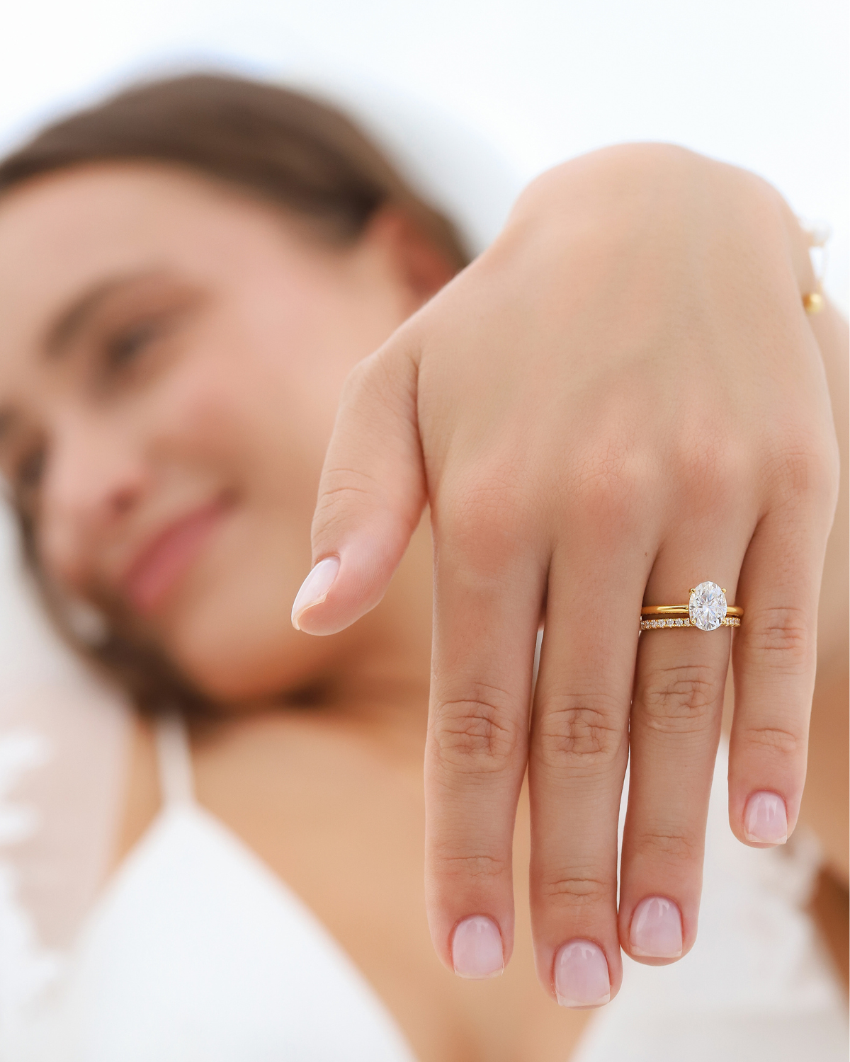 2 ct Oval Solitaire Moissanite Engagement Ring in 18k Gold Vermeil by Vianne Jewellery