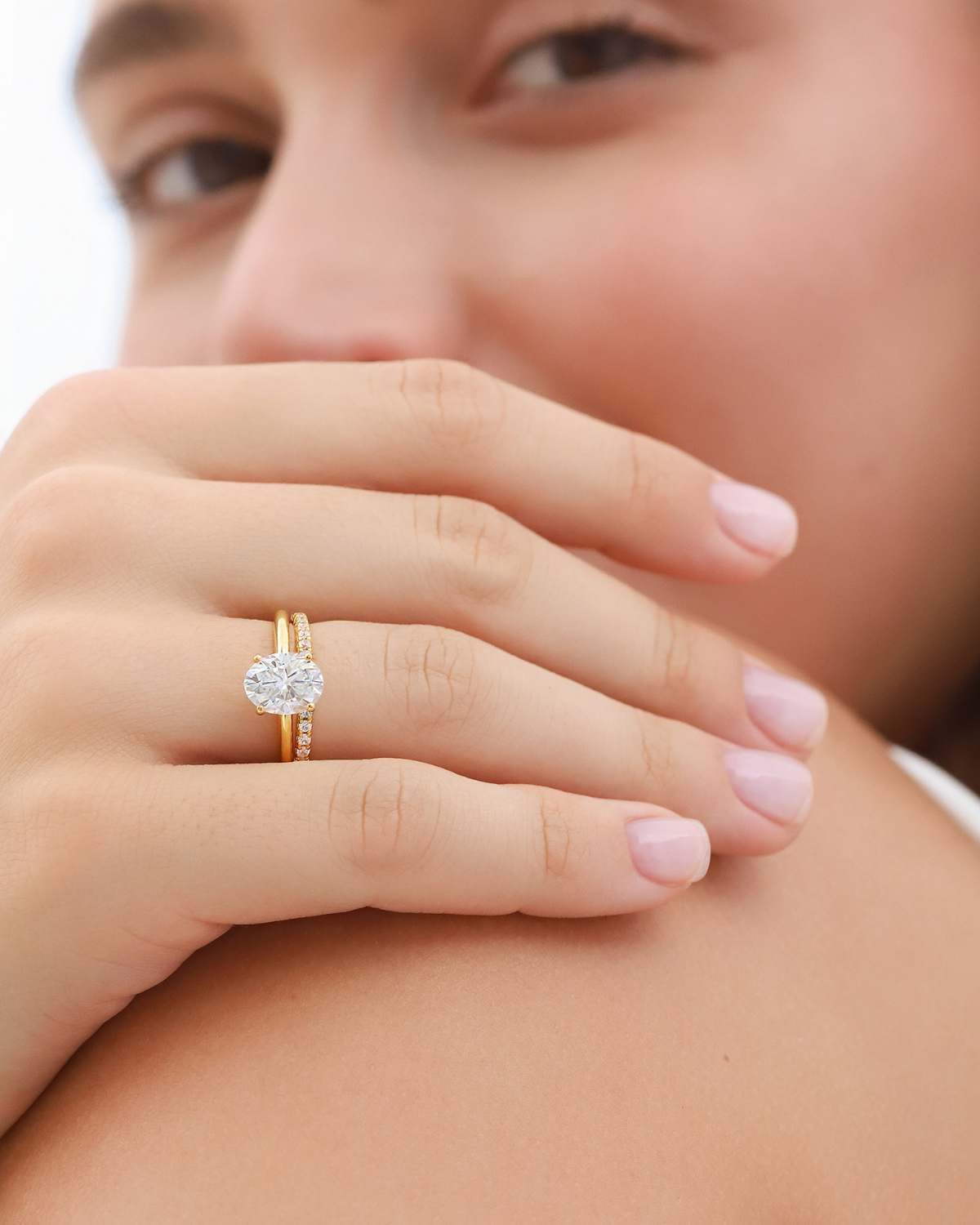 2 ct Oval Solitaire Moissanite Engagement Ring in 18k Gold Vermeil by Vianne Jewellery