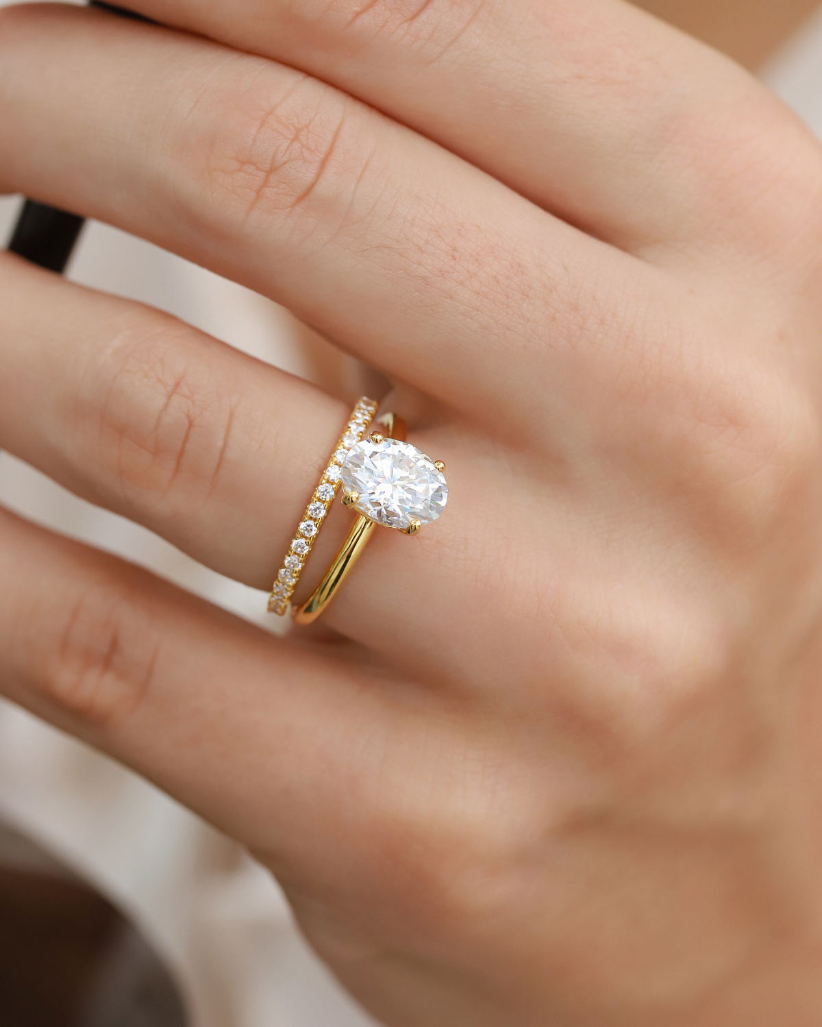 2 ct Oval Solitaire Moissanite Engagement Ring in 18k Gold Vermeil by Vianne Jewellery