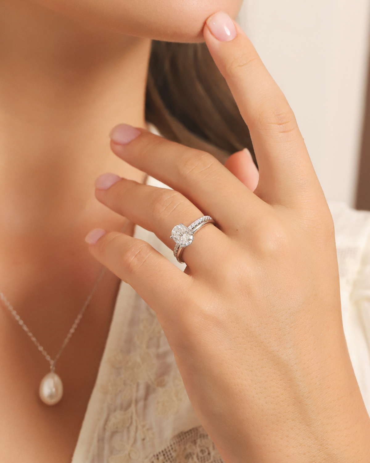 2 ct Oval Solitaire Moissanite Engagement Ring in Sterling Silver by Vianne Jewellery