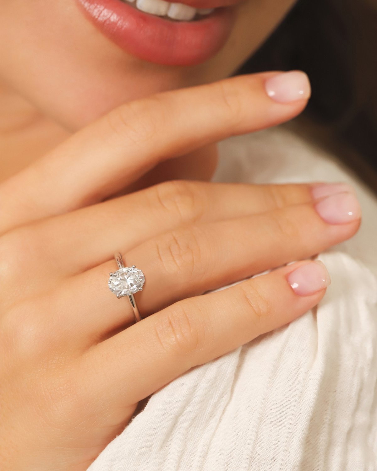 2 ct Oval Solitaire Moissanite Engagement Ring in Sterling Silver by Vianne Jewellery