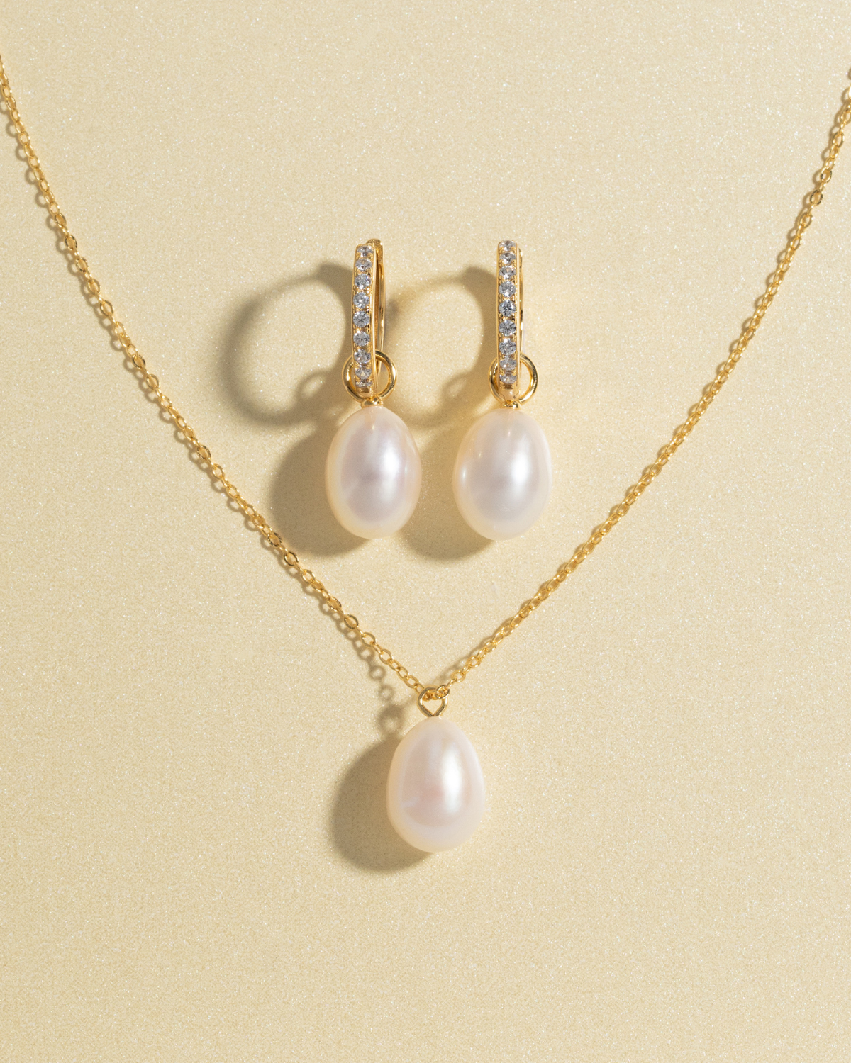 Pearl Hoop Drop Earrings with Removable Pearls in 18k Gold Vermeil by Vianne Jewellery