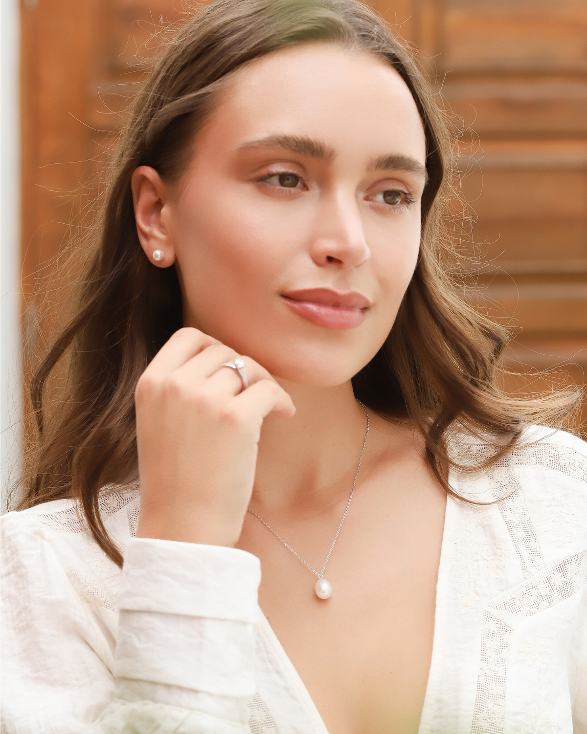 Large Pearl Pendant Necklace in Sterling Silver by Vianne Jewellery