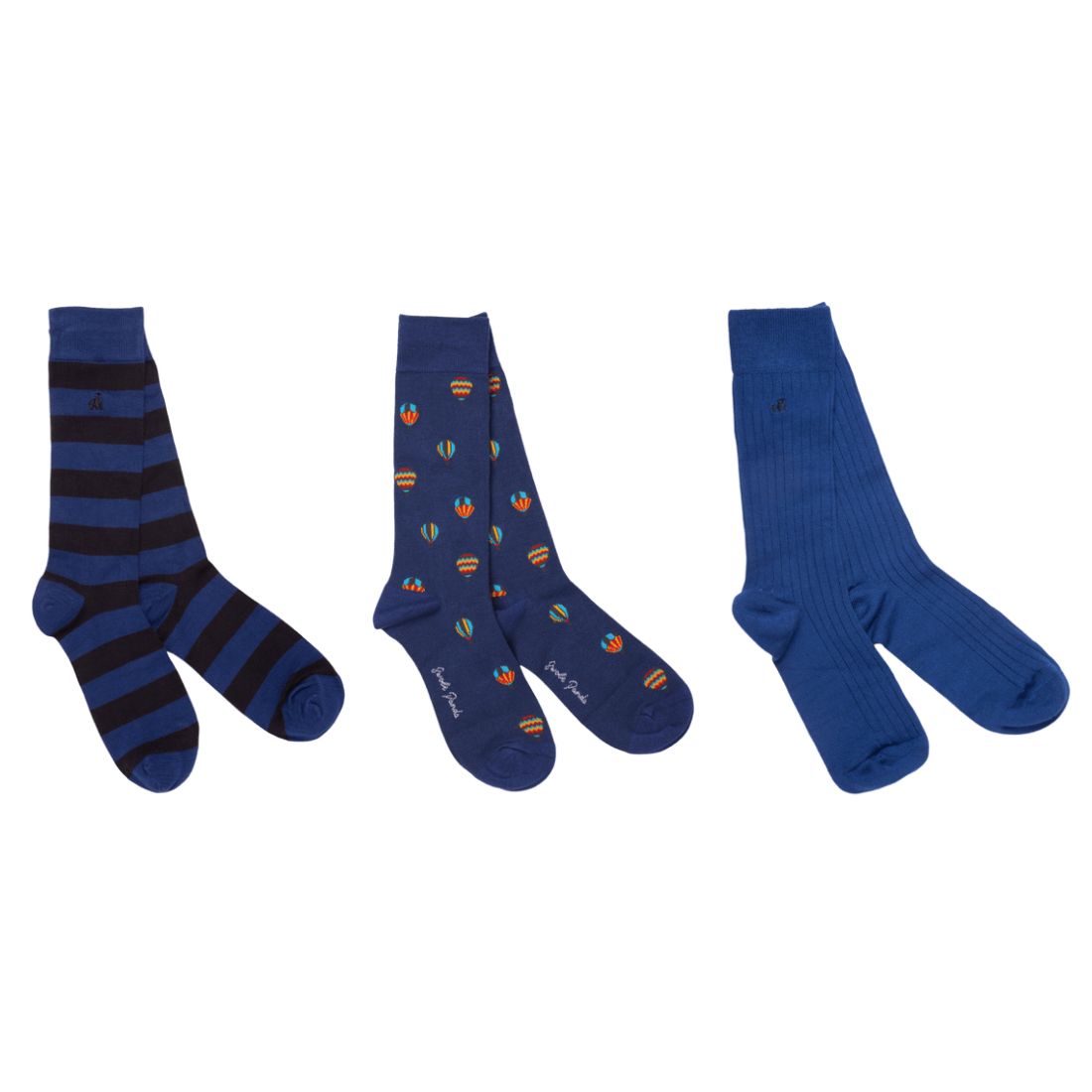 Hot Air Balloon Sock Box - 3 Pairs of Bamboo Socks (His) by Swole Panda