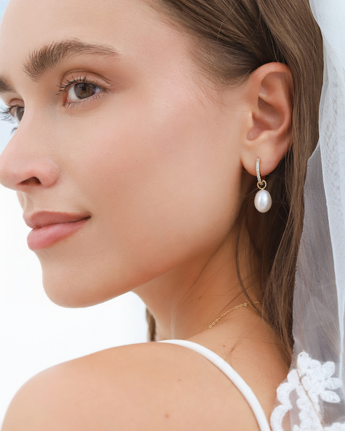 Pearl Hoop Drop Earrings with Removable Pearls in 18k Gold Vermeil by Vianne Jewellery