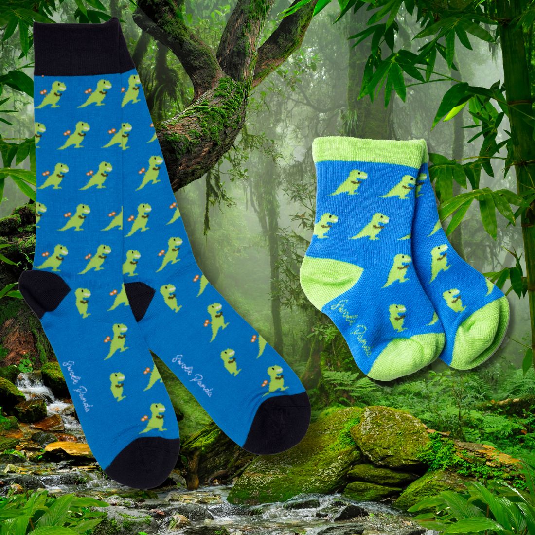 T-Rex Matching Bamboo Socks (Adult & Child) by Swole Panda