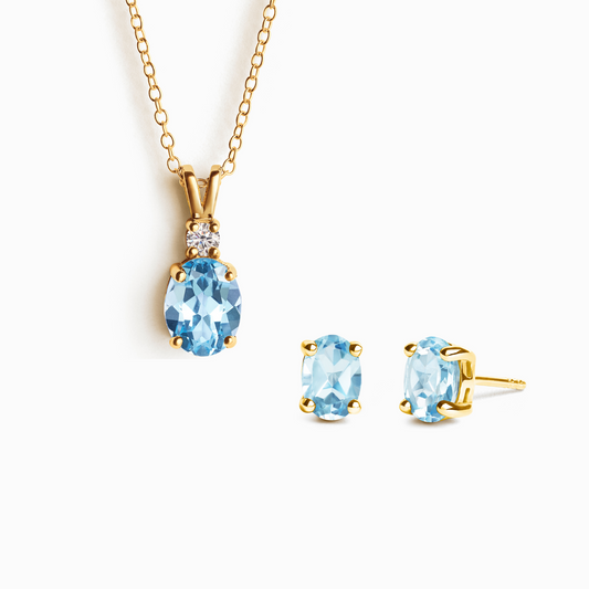Mini Set 1  - Blue Topaz Jewellery Set in 18k Gold Vermeil by Vianne Jewellery