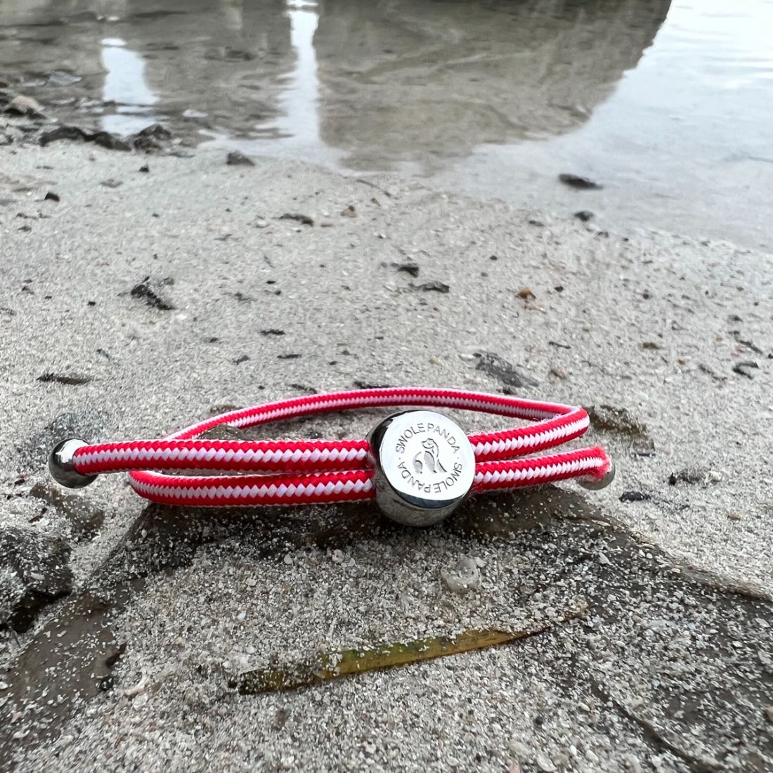 Rope Bracelet - Red & White Stripe by Swole Panda