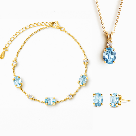 Essential Blue Topaz Jewellery Set in 18k Gold Vermeil by Vianne Jewellery