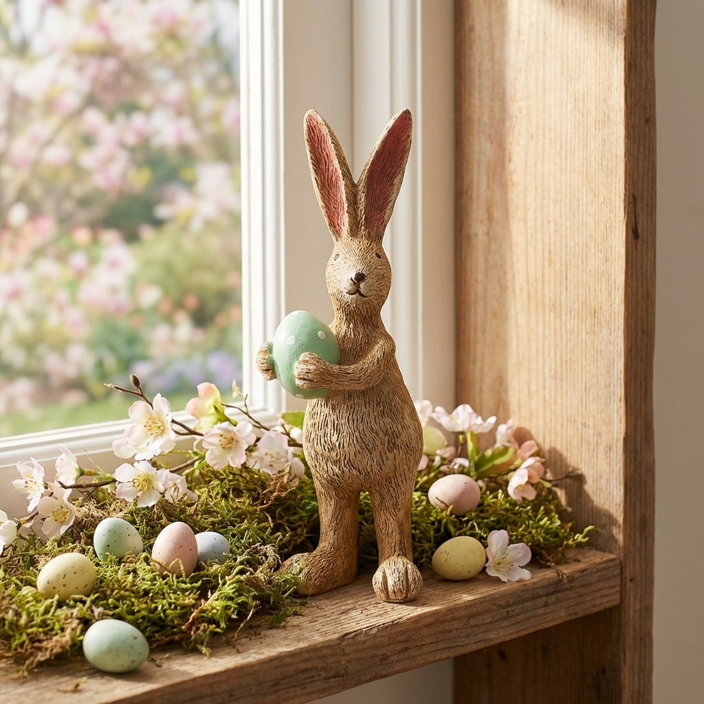 Jasper Rabbit with Green Egg, 14cm