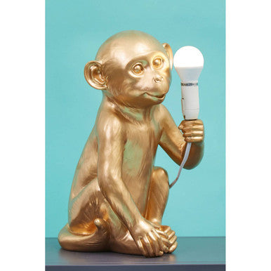 Boho Gold Finish Monkey Table Lamp