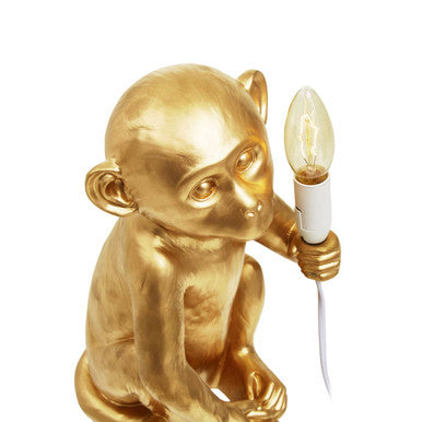 Boho Gold Finish Monkey Table Lamp