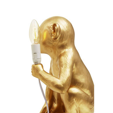 Boho Gold Finish Monkey Table Lamp