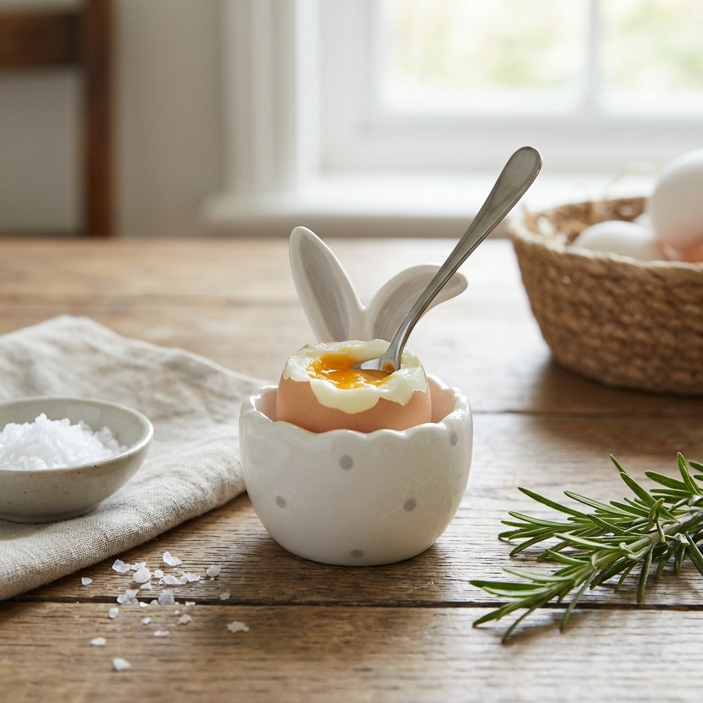 Ceramic Rabbit Ears Egg Cup, 8cm