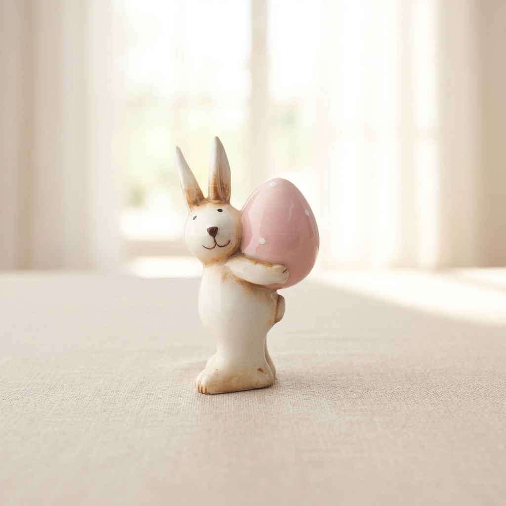 Rabbit with Egg Decoration, 10cm